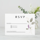 Lavendel munt gouden waterverf florale RSVP Kaart (Staand voorkant)