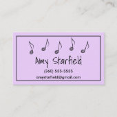 Lavendel Muzieknoten Visitekaartjes (Voorkant)