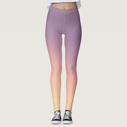 Lavendel naar Perzik Gradiënt Zachte Pastel Ombre Leggings (Voorkant)