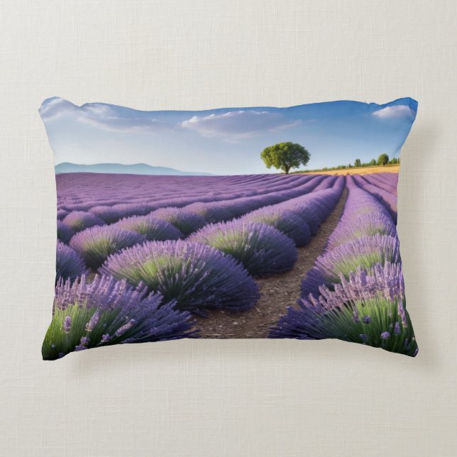 Lavendel Natuur Buitenlandschap Rustig Rustig Accent Kussen (Voorkant)
