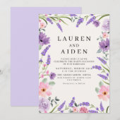 Lavendel natuur geïnspireerd bloemenlente bruiloft kaart (Voorkant / Achterkant)