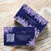 Lavendel navy blauwe bruiloft website QR code RSVP Informatiekaartje