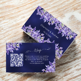 Lavendel navy blauwe bruiloft website QR code RSVP Informatiekaartje
