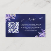 Lavendel navy blauwe bruiloft website QR code RSVP Informatiekaartje (Achterkant)