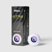 Lavendel Navy Blue 2 Tone Diag Initiaal Monogram Golfballen (Verpakking)