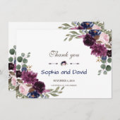 Lavendel Navyblauw Bloemige Bruiloft Bedankt (Voorkant / Achterkant)