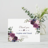 Lavendel Navyblauw Bloemige Bruiloft Bedankt (Staand voorkant)