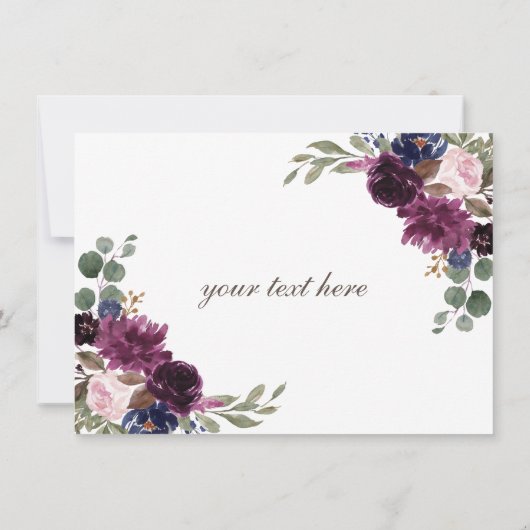 Lavendel Navyblauw Bloemige Bruiloft Bedankt (Achterkant)