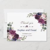 Lavendel Navyblauw Bloemige Bruiloft Bedankt (Voorkant)