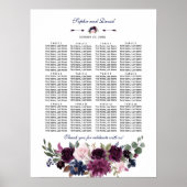 Lavendel Navyblauw Bloemstuk Bruiloft Zitplaatskaa Poster (Voorkant)