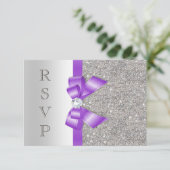 Lavendel Neppe Boog en Diamanten RSVP Kaartje (Staand voorkant)