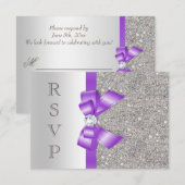 Lavendel Neppige Boog en Diamanten RSVP Kaartje (Voorkant / Achterkant)