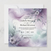 Lavendel Nevel en Waterverf Fluisteringen Bruiloft Kaart (Voorkant)