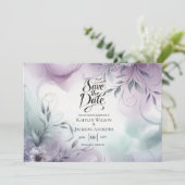 Lavendel Nevel en Waterverf Fluisteringen Bruiloft Save The Date (Staand voorkant)
