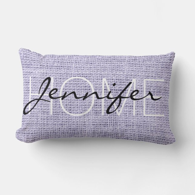 Lavendel nevel Rustieke jute monogram Kussen (Voorkant)