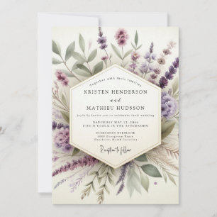 Lavendel Nevelige Botanische Bruiloft Kaart