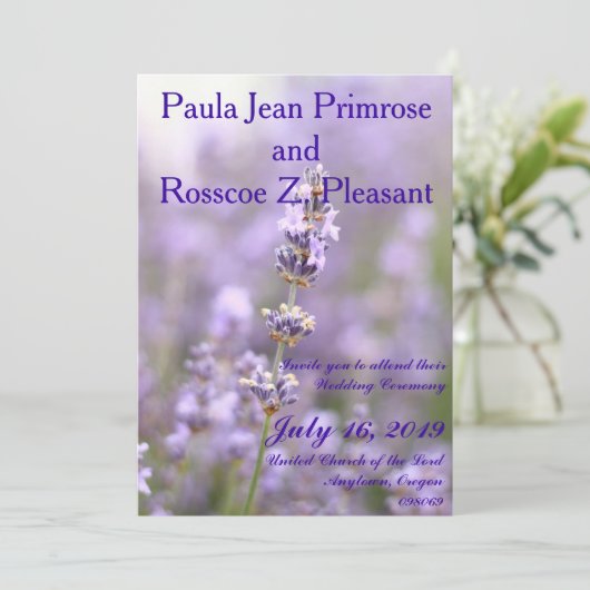 Lavendel Nuptials Kaart (Staand voorkant)