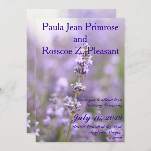 Lavendel Nuptials Kaart (Voorkant / Achterkant)