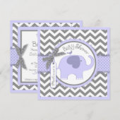 Lavendel Olifant en Chevron Print Baby shower Kaart (Voorkant / Achterkant)