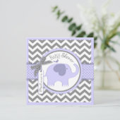Lavendel Olifant en Chevron Print Baby shower Kaart (Staand voorkant)
