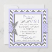 Lavendel Olifant en Chevron Print Baby shower Kaart (Achterkant)