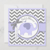 Lavendel Olifant en Chevron Print Baby shower Kaart (Voorkant)