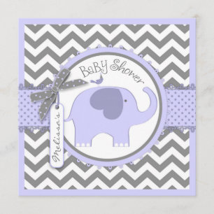 Lavendel Olifant en Chevron Print Baby shower Kaart