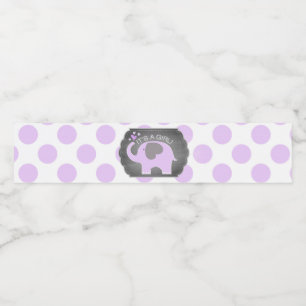 Lavendel Olifant Meisje Dot Baby shower Waterfles Etiket