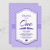 Lavendel olifanten 1e verjaardag kaart (Voorkant / Achterkant)