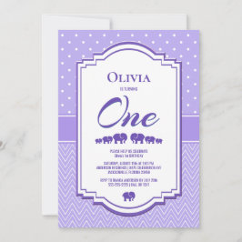 Lavendel olifanten 1e verjaardag kaart