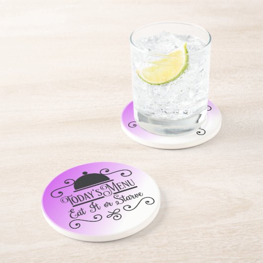 Lavendel Ombre Keuken Citaten Zandsteen Onderzetter (Zijkant)