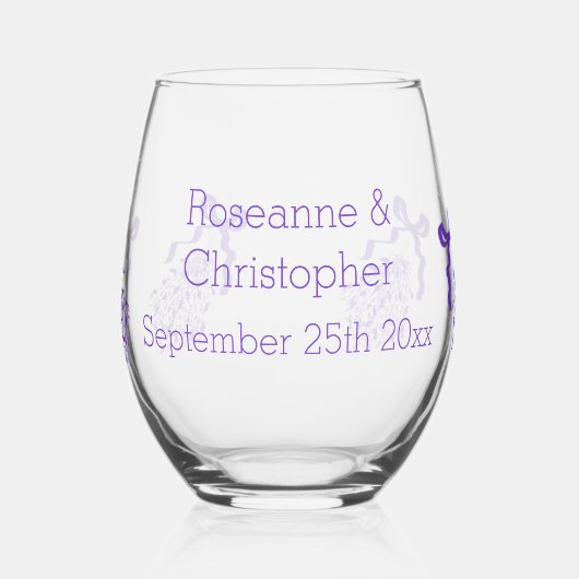 Lavendel ontwerp bruiloft wijnglas zonder voet (Links)