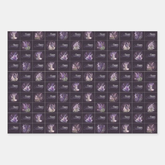 Lavendel Ontwerp Verjaardag Gift Wrapper Inpakpapier Vel (Voorkant 2)