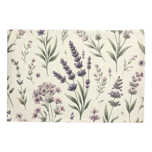 Lavendel op Crème Bloemen Kussen Hoesje Kussensloop (Achterkant)