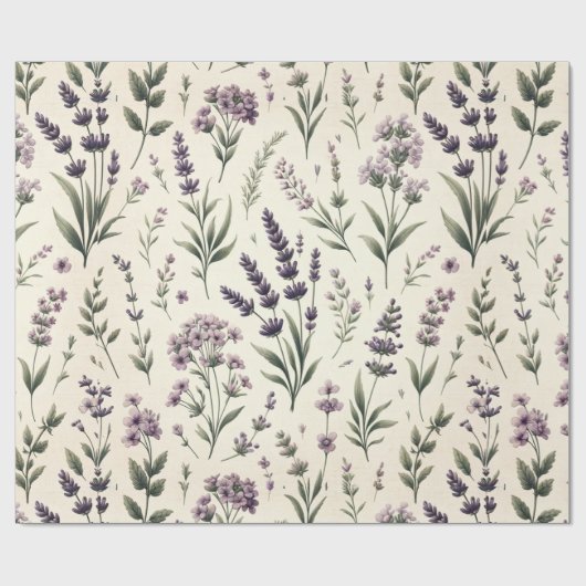 Lavendel op crème  inpakpapier Roll (Vlak)