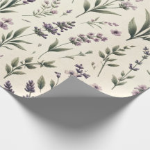 Lavendel op crème  inpakpapier Roll