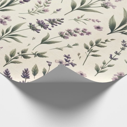 Lavendel op crème  inpakpapier Roll (Hoek)