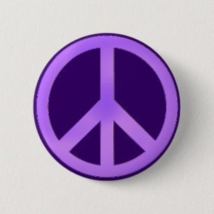 Lavendel op een donkerpaarse vredesteken ronde button 5,7 cm