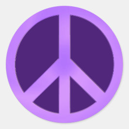 Lavendel op een donkerpaarse vredesteken ronde sticker