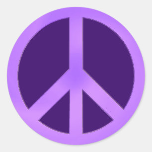 Lavendel op een donkerpaarse vredesteken ronde sticker