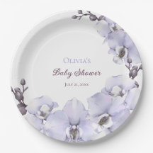 Lavendel Orchidee Baby Shower Papieren Borden - Bl