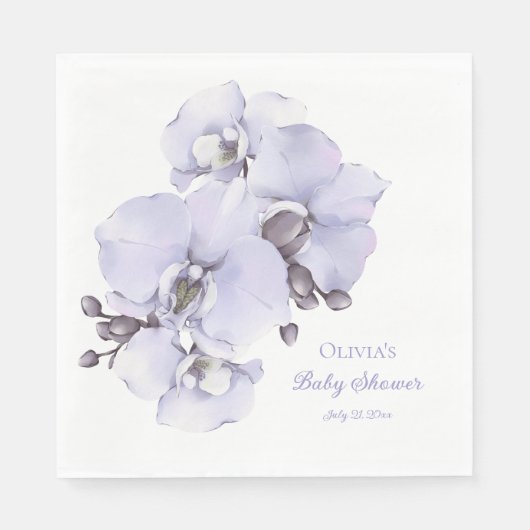 Lavendel Orchidee Baby Shower Servetten - Bloemige (Voorkant)