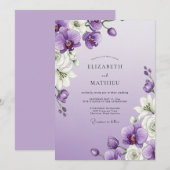 Lavendel Orchidee Bloeiende Bruiloft Kaart (Voorkant / Achterkant)