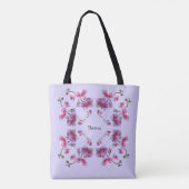 Lavendel Orchideeën Aangepaste Tekst Naam Trouwtas Tote Bag (Achterkant)