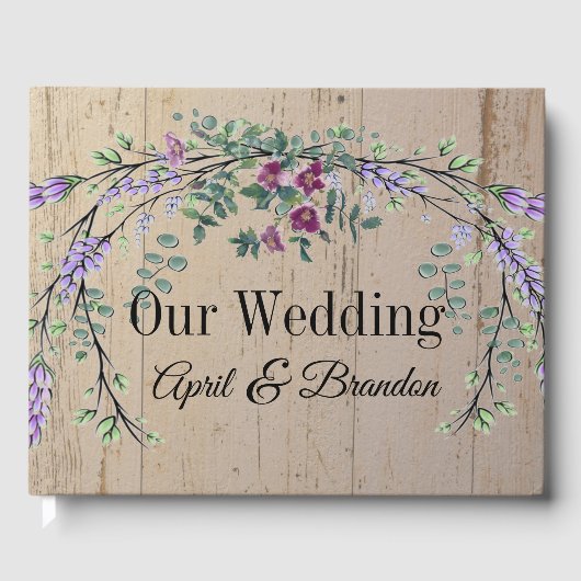 Lavendel Oude Rode Roos en Eucalyptus Gastenboek (Voorkant)