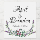 Lavendel Oude Rode Roos en Eucalyptus Wijn Etiket (Enkel label)