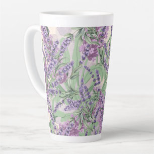 Lavendel Overvloed Stof Lavendel Rustieke Bloemen Latte Mok