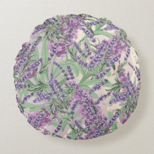 Lavendel Overvloed Stof Lavendel Rustieke Bloemen Rond Kussen
