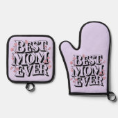 Lavendel Paars Beste Moeder Ooit  Ovenwant & Pannenlap Set (Voorkant)