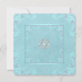 Lavendel Paars en Turquoise Blauwe Bat Mitzvah Kaart